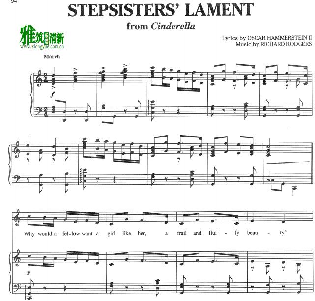 Cinderella - Stepsisters' Lament 正谱 钢琴谱