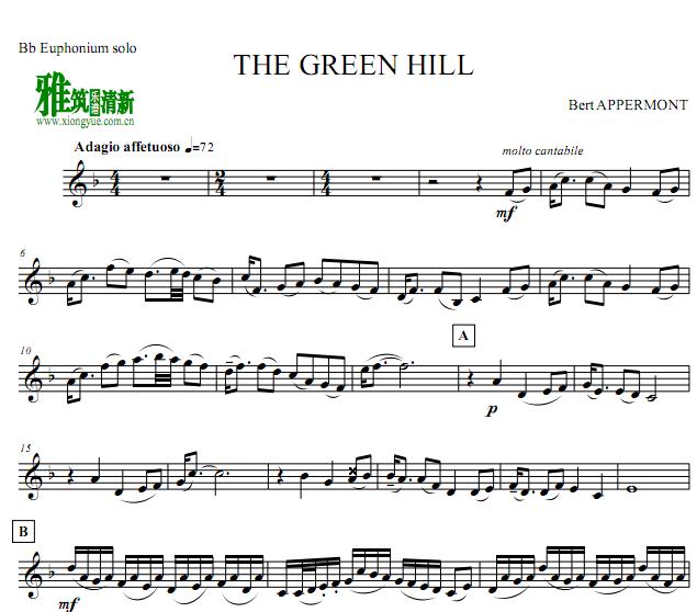 爱泼蒙特 Bert.Appermont 青山 Green Hill中音号谱