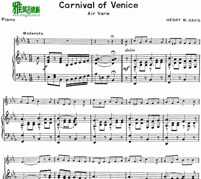 H. W. Davis - Carnaval of Venice 萨克斯钢琴伴奏谱