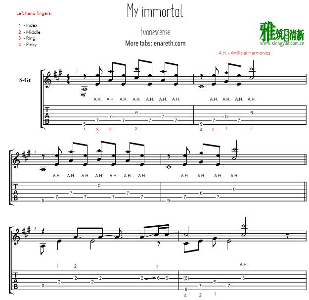 Eiro Nareth - My immortal吉他谱