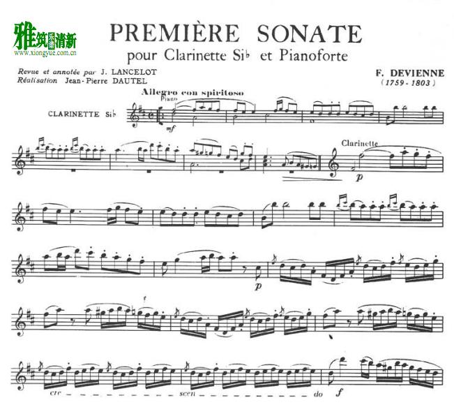 Devienne - Première Sonate单簧管谱