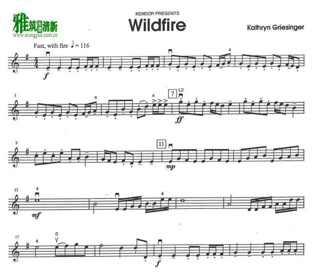 wildfire 小提琴谱
