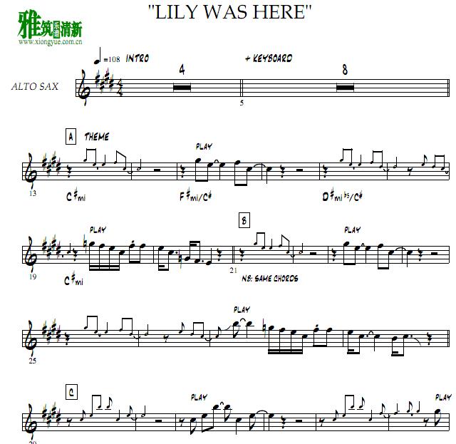  Lily Was Here萨克斯谱