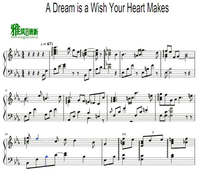kno piano版 A Dream is a Wish Your Heart Makes钢琴谱