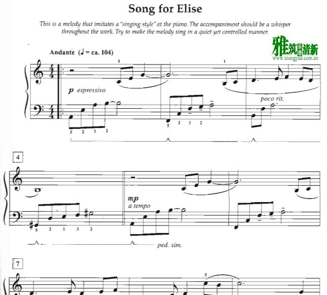Timothy Brown - Song for Elise 钢琴谱