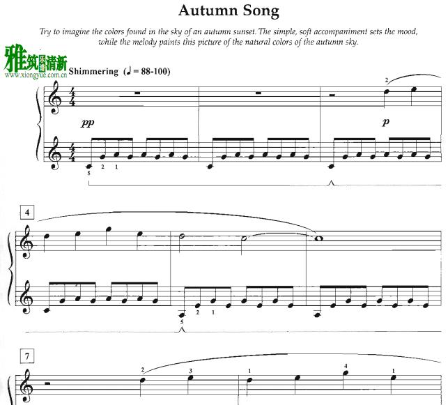 Timothy Brown - Autumn Song 钢琴谱