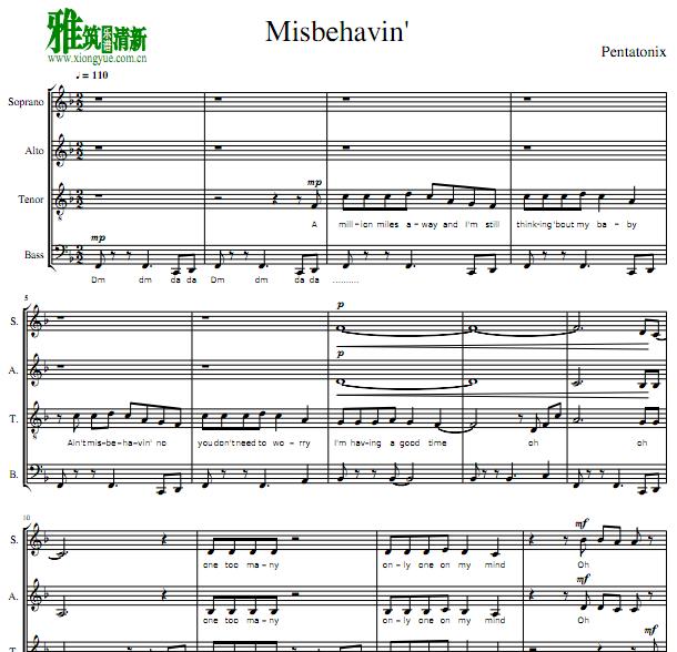 Pentatonix - Misbehavin阿卡贝拉谱