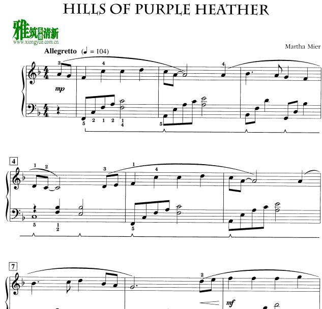 Martha Mier - Hills of Purple Heather钢琴谱