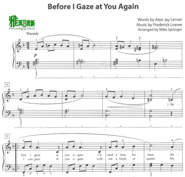 Mike Springer - Before I Gaze at You Again钢琴谱