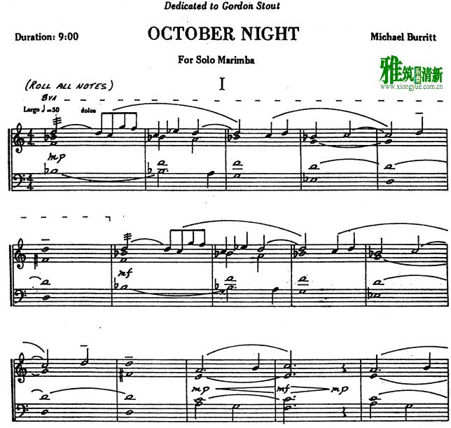 October Night马林巴谱