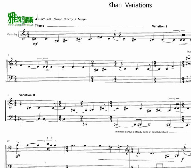 alejandro vinao - khan variations马林巴谱