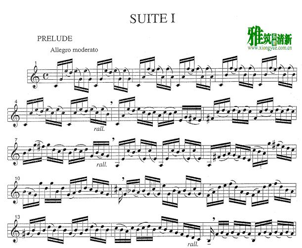 巴赫G大调第一无伴奏大提琴组曲BWV 1007 小号谱 