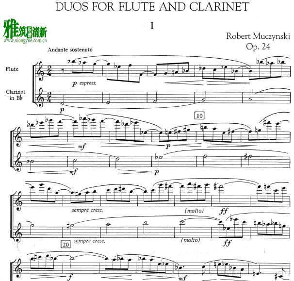 Robert Muczynski - Duos 长笛单簧管二重奏谱
