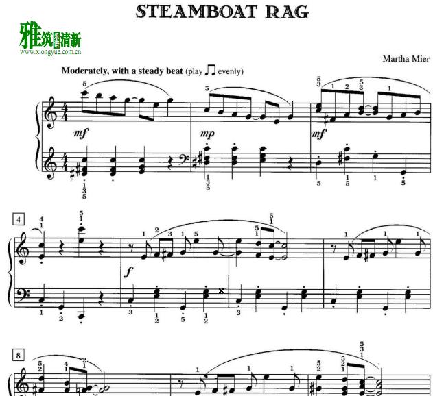 Martha Mier - 蒸汽船拉格泰姆 Steamboat Rag 钢琴谱