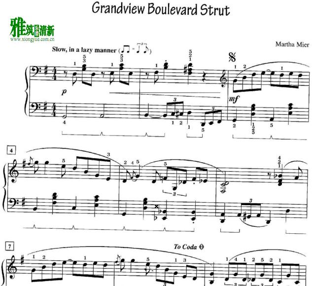 Martha Mier - Grandview Boulevard Strut钢琴谱