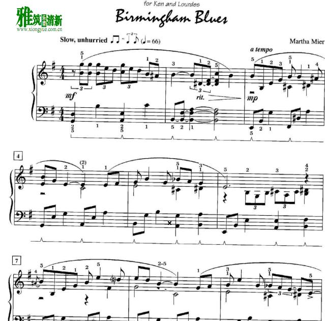 Martha Mier  - BIRMINGHAM BLUES钢琴谱