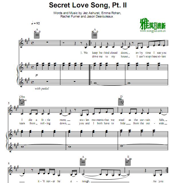 Little Mix - Secret Love Song, Pt. II钢琴伴奏谱