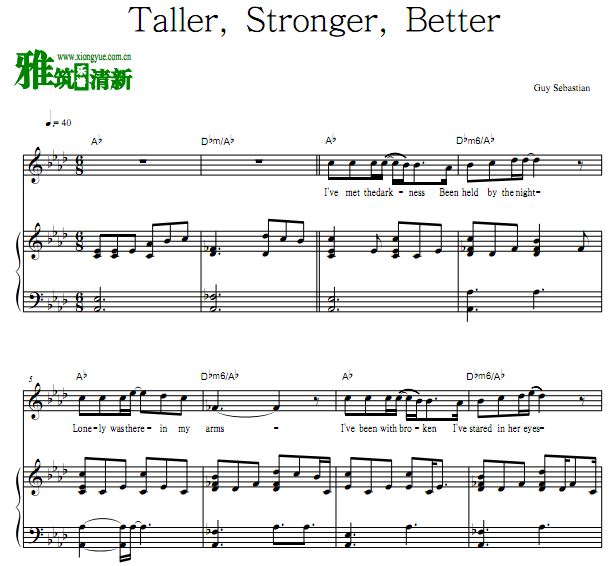 Guy Sebastian - Taller, Stronger, Better歌谱 弹唱钢琴谱