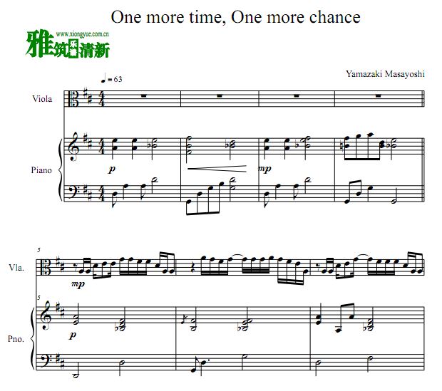 秒速5厘米One more time One more chance 中提琴钢琴合奏谱