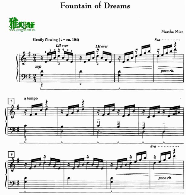 Martha Mier米尔 梦中的泉水 Fountain of Dreams钢琴谱