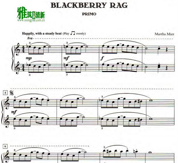 Martha Mier - Blackberry rag 四手联弹谱3