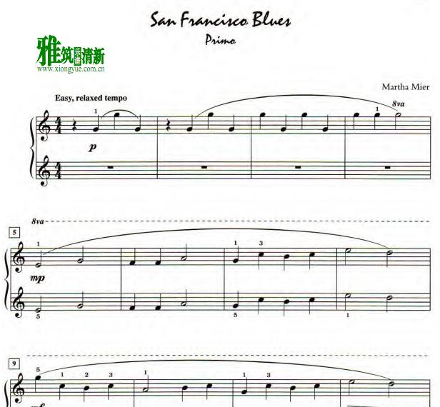 Martha Mier - San Francisco Blues四手联弹谱3