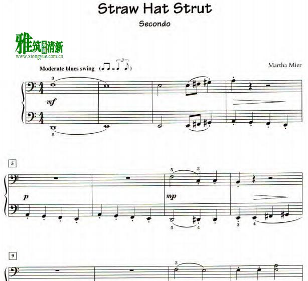 Martha Mier - Straw Hat Strut四手联弹谱3
