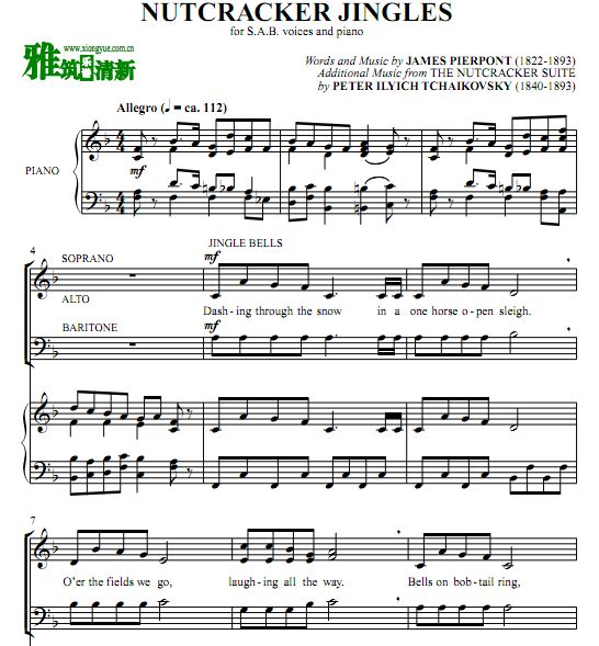 Nutcracker Jingles 钢琴伴奏SAB三声部合唱谱
