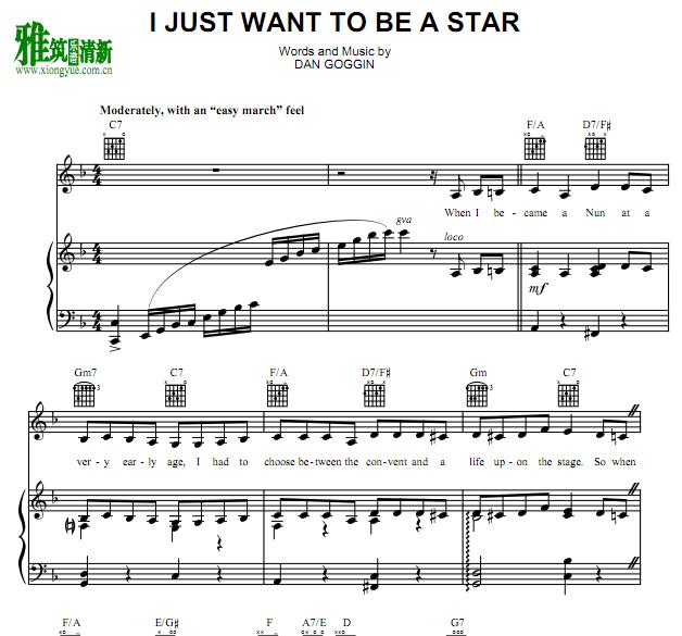 NUNSENSE - I Just Want to Be a Star正谱 钢琴谱
