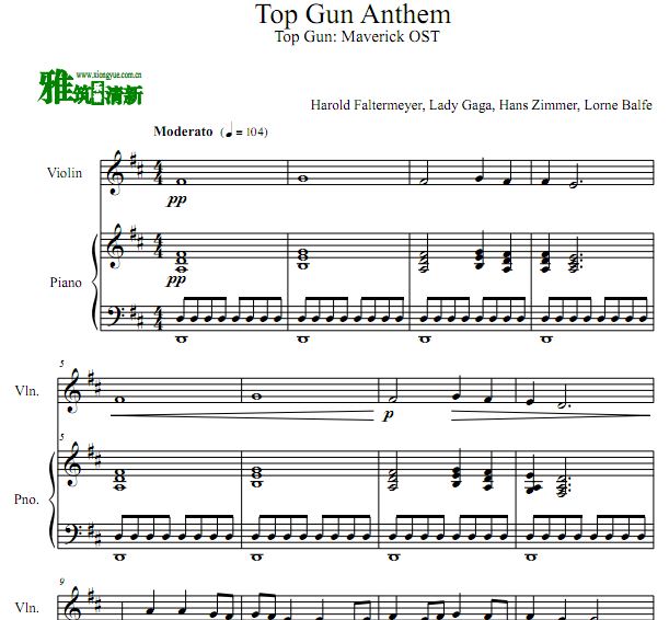 壮志凌云2独行侠 Top Gun Anthem 小提琴谱