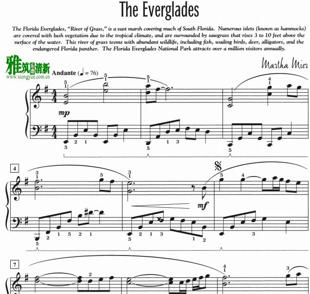 Martha Mier - The Everglades钢琴谱