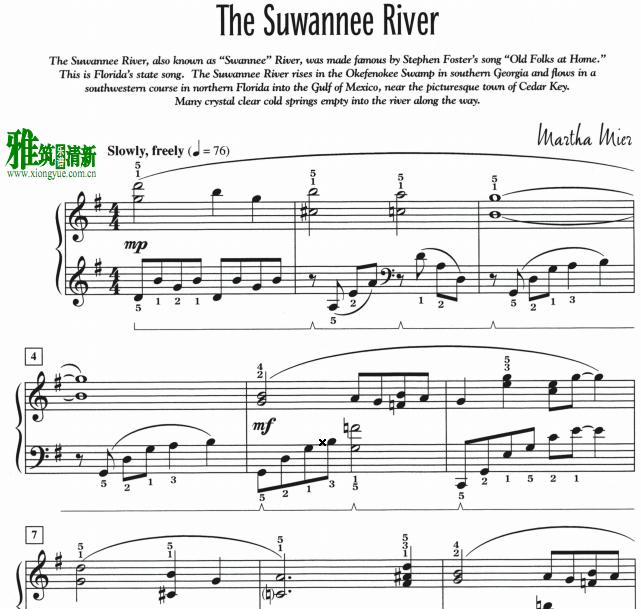 Martha Mier - The Suwannee River钢琴谱