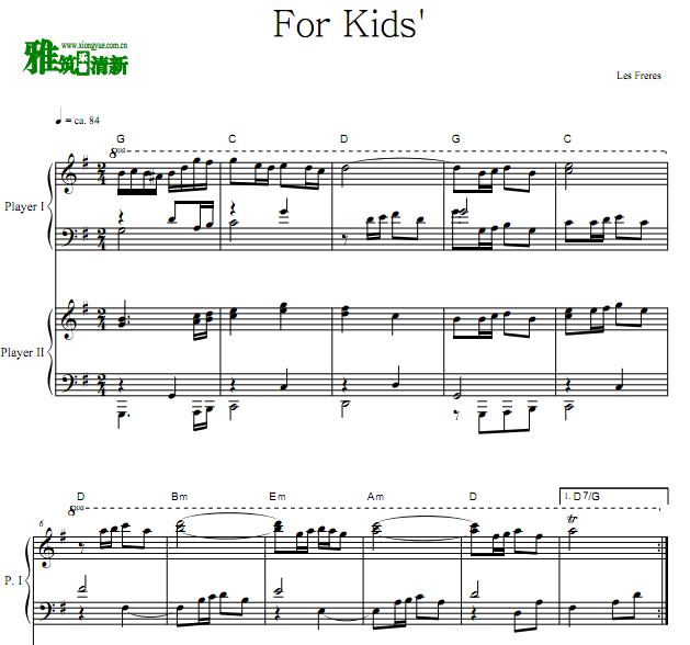 Les Freres - For Kids四手联弹谱