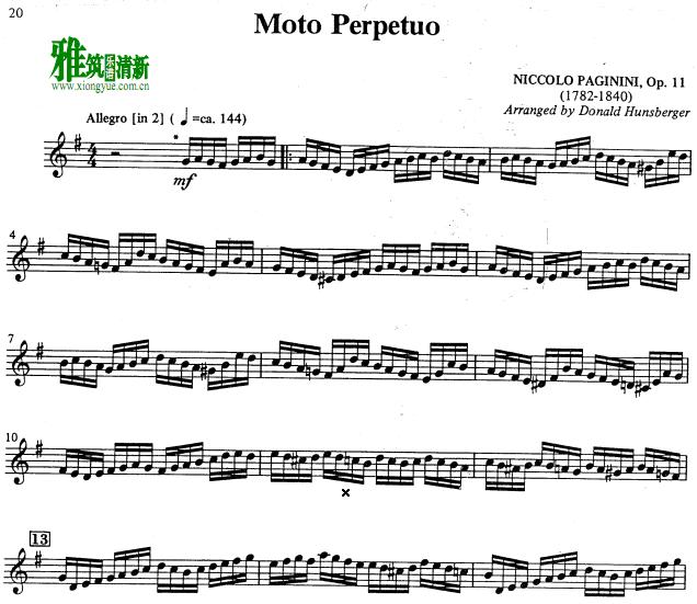 帕格尼尼 无穷动 Moto Perpetuo小号谱