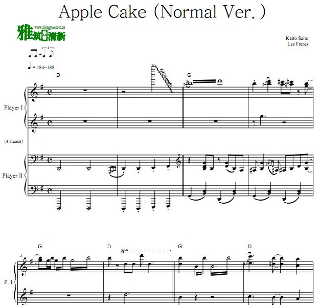 Les Freres - Apple Cake 四手联弹钢琴谱