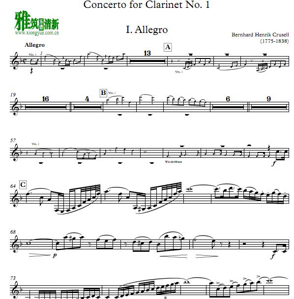 bernhard hntik crusell op.1 no.1 单簧管谱