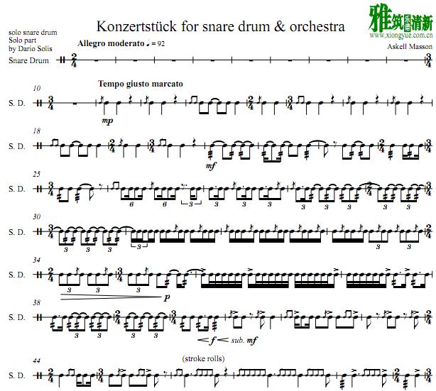 Askell Masson - Concerto For Snare Drum小军鼓谱