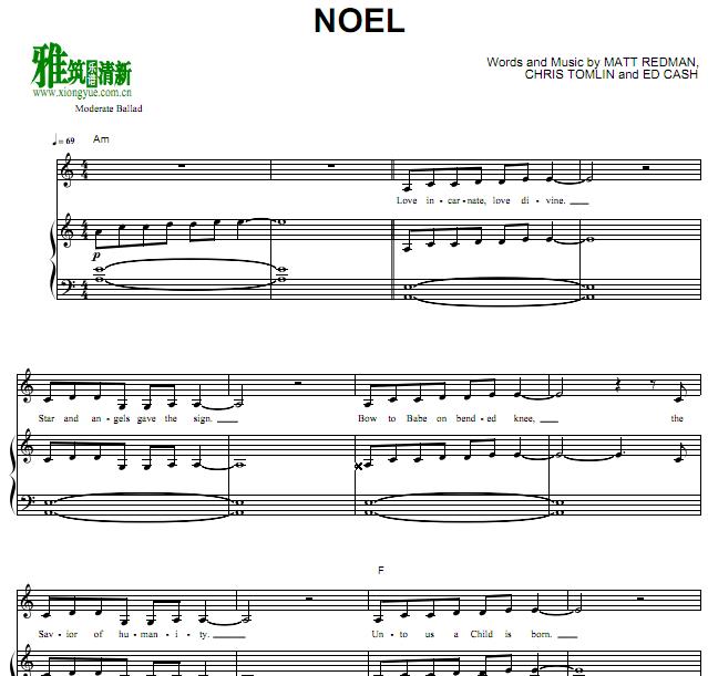 Chris Tomlin - Noel 歌谱 正谱 钢琴谱