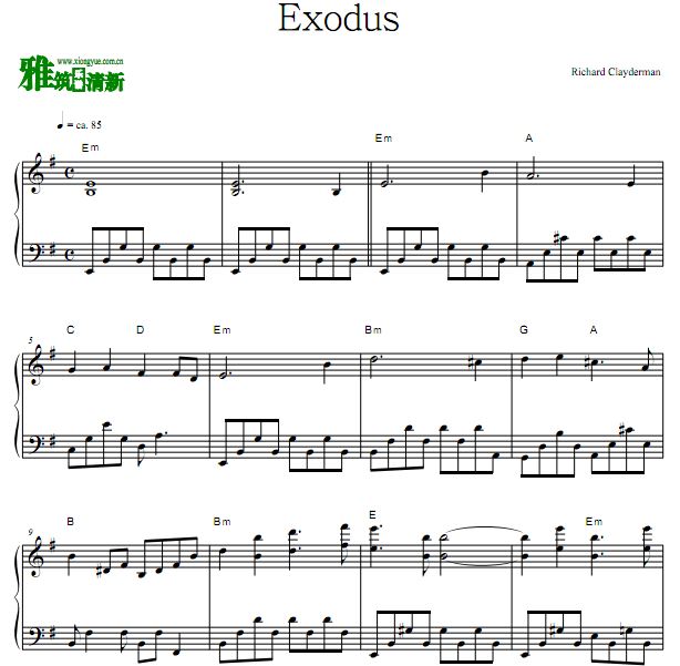 理查德克莱德曼 Exodus钢琴谱谱