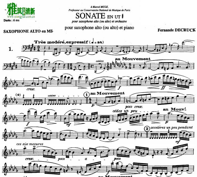 decruck 德克鲁克奏鸣曲 sonata萨克斯谱