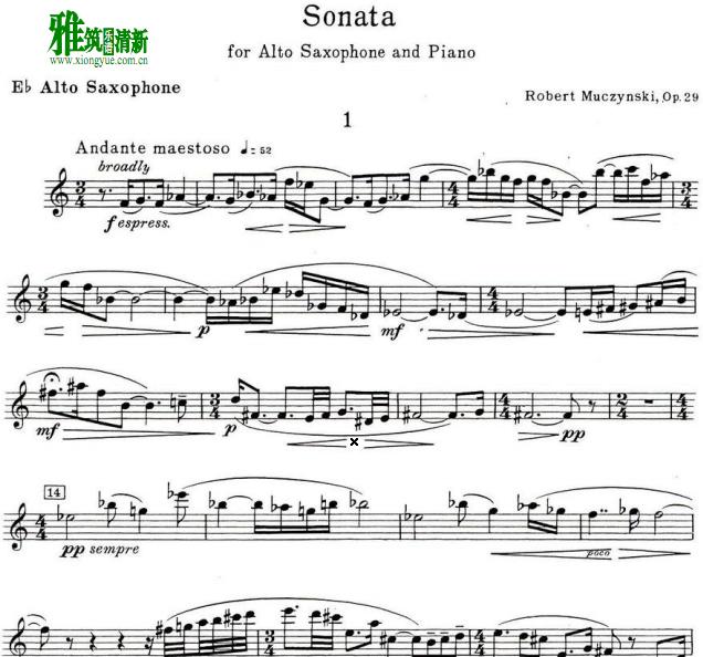 Robert Muczynski 穆辛斯基 奏鸣曲萨克斯谱