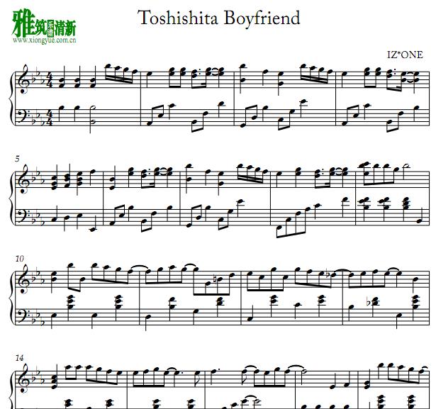 IZ*ONE  -  Toshishita Boyfriend 年下 Boyfriend钢琴谱