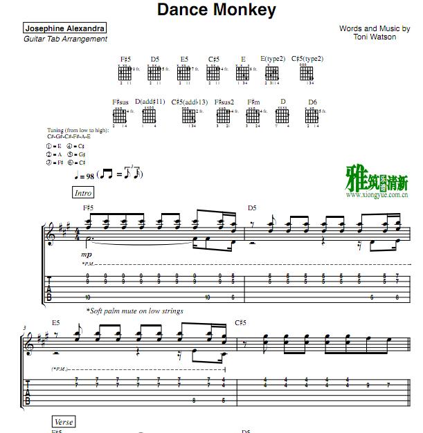 Josephine Alexandra - Dance Monkey吉他谱