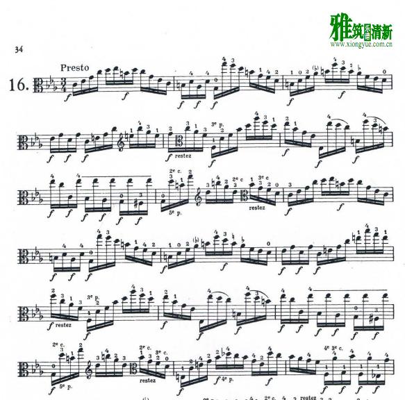 帕格尼尼 随想曲中提琴谱 第16首