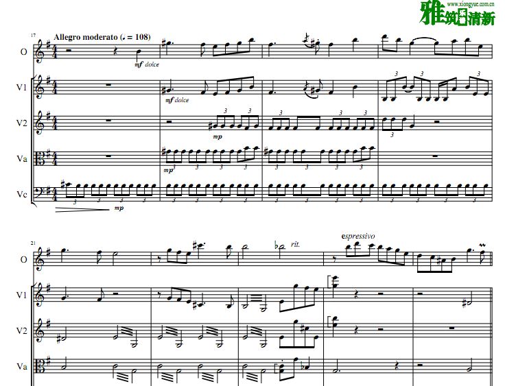 Borne卡门幻想曲双簧管小提琴中提琴大提琴五重奏谱
