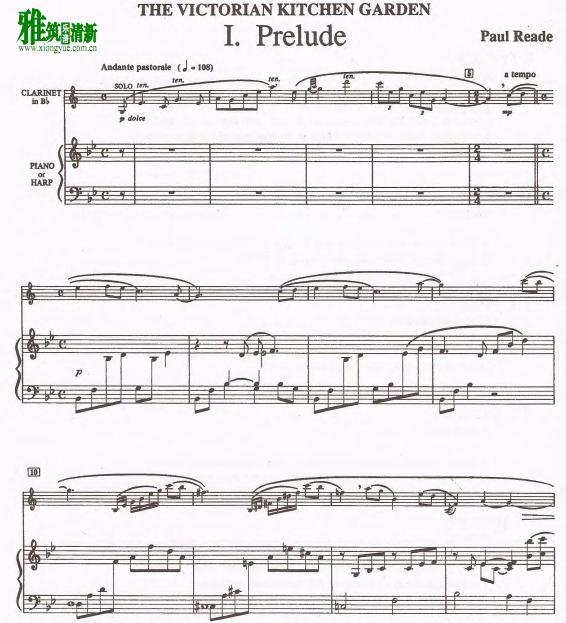 Paul Reade - Prelude单簧管钢琴伴奏谱