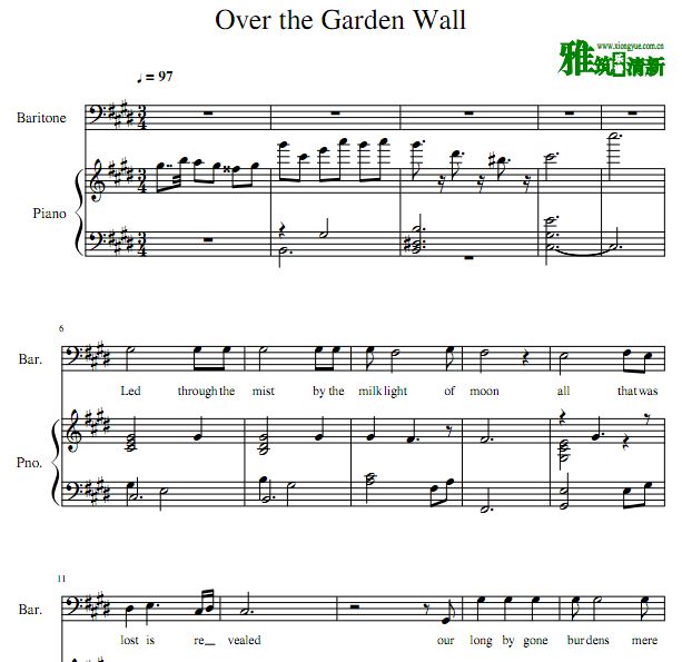 Over the Garden Wall 歌谱 弹唱钢琴谱