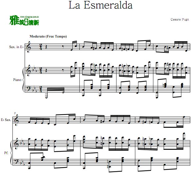 艾斯米拉达 La Esmeralda萨克斯钢琴谱
