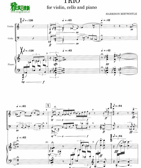 Harrison Birtwistle 钢琴三重奏谱
