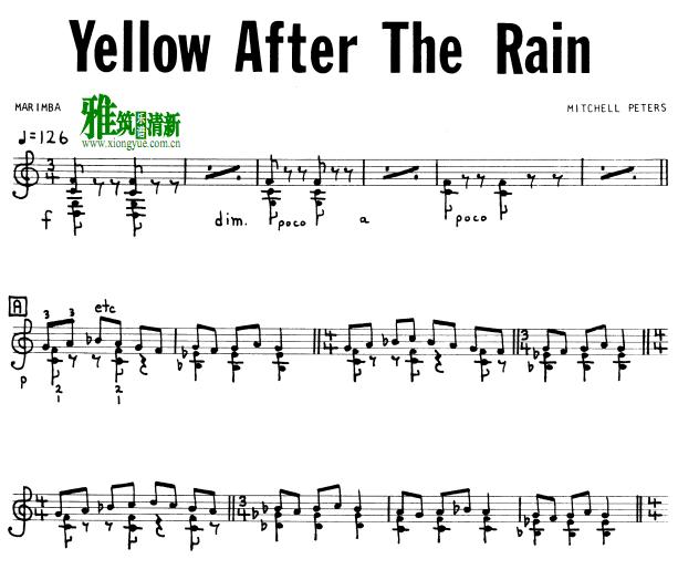 Mitchell Peters - Yellow After the Rain马林巴谱